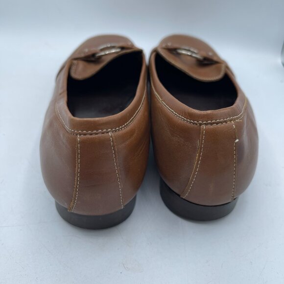 Coach Italy Leather Loafers Square Toe Buckle Brown 6.5B - Picture 4 of 12